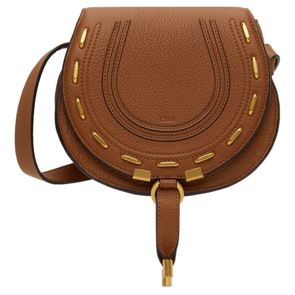 Chloe tan studded leather Marcie saddle crossbody bag NWT - Picture 2 of 14